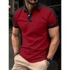 Trendy Short Sleeve Polo Shirt with Sailing Ship Print, Casual Zip Collar Style