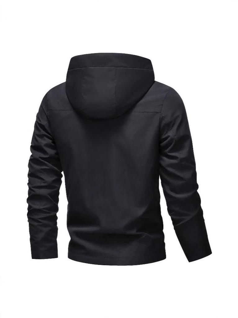 Men's Windproof European-Size Hooded Workwear Jacket - Trendy, Simple, Casual Outdoor Sportswear