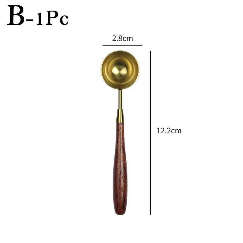 New Sealing Wax Spoon Anti-Hot Wood Handle Retro Wax Stamping Spoons Fire Paint Melting Firing Stamp Envelopes Card Metal Tool