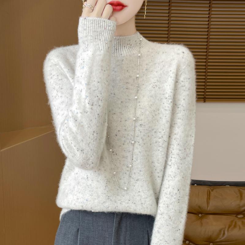 

Women s cashmere sweater Qinghe cashmere 30% cashmere 70% wool autumn and winter pullover warm and fashionable L теплим білим кольором