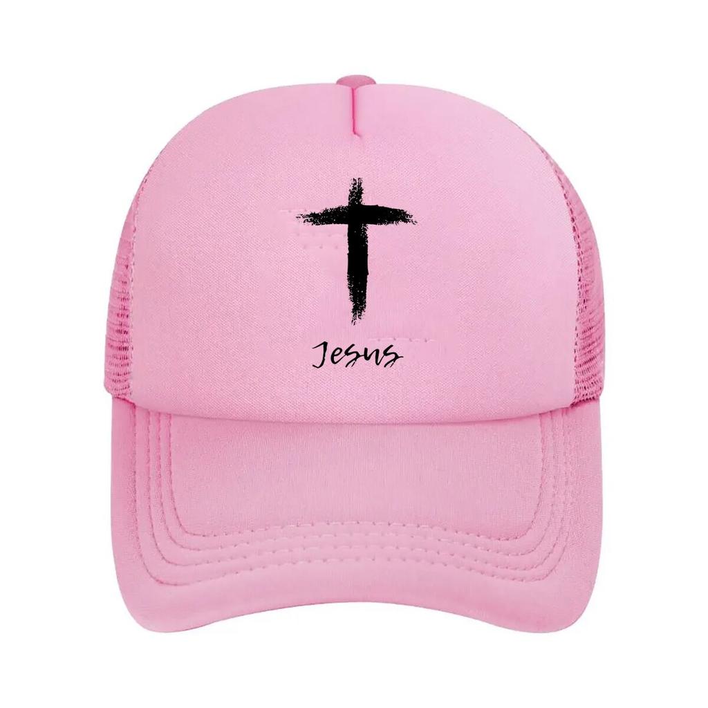 Jesng Unisex Baseball Cap with Cross Logo Fashion Casual Sun Hat for Outdoor Sports and Golf Mesh Baseball Cap