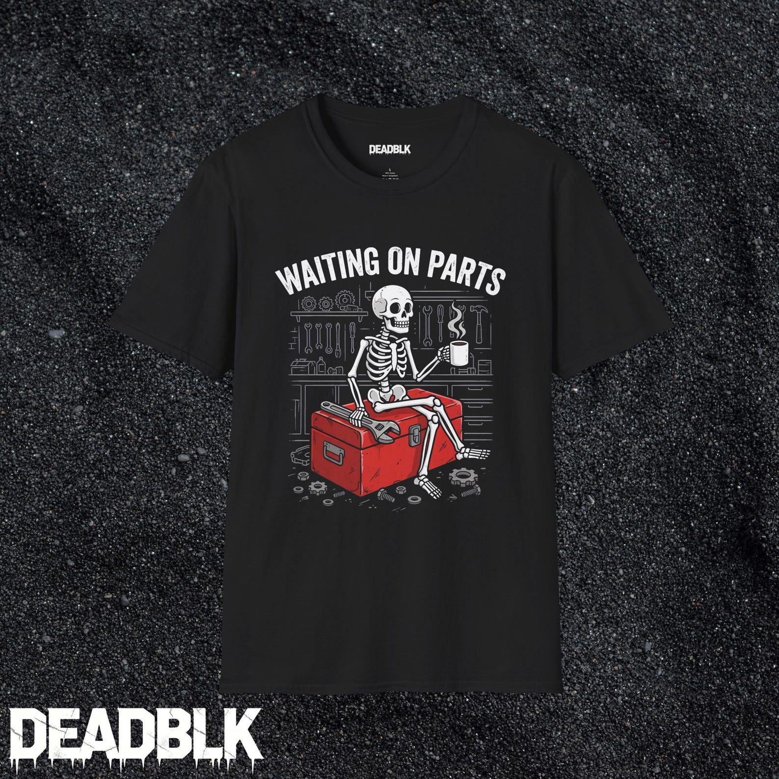 Waiting on Parts Skeleton Tee | Mechanic Workshop Shirt XL