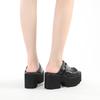 Gdgydh Goth Bat Buckle Mule Sandals for Women Heel Open Toe Thick Platform Summer Shoes Sligbacks Plus Size Black Slip On