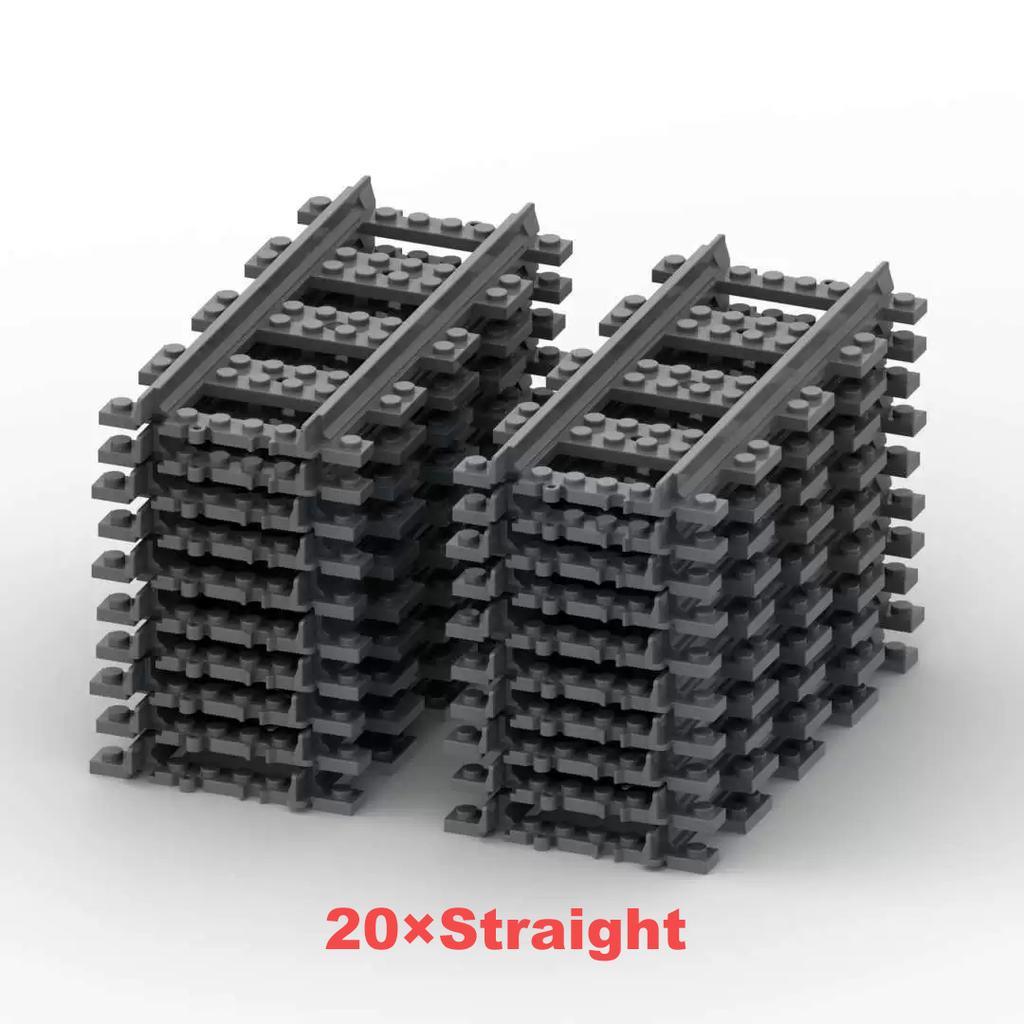 City Creative Train Tracks Trains Railway Forked Rail Straight Curved Tracks Sets Building Blocks Bricks Accessories Parts Toys for Kids Childrens Boy