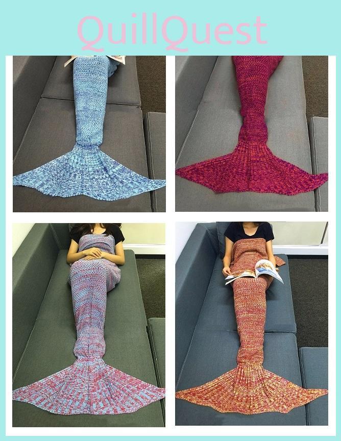 Mermaid Tail Blanket With Knit Fabric For Cozy Home Lounge Decor