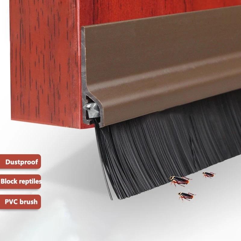 Door Bottom Seal Brush Durable PVC Sealing Strip Anti-Insect Dust Proof for Sliding Garage Door Weather Stripping