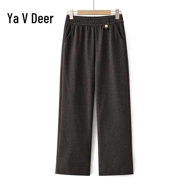 Yalulu Women s Plush-Lined Wide-Leg Straight Wool Blend Pants 8XL