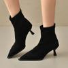 Fashion Vintage Suede Woman Knee High Boots Shoes Ladies Elegant Pointed Toe Thin Heel Long Botas Autumn Winter Removable Women's Shoes