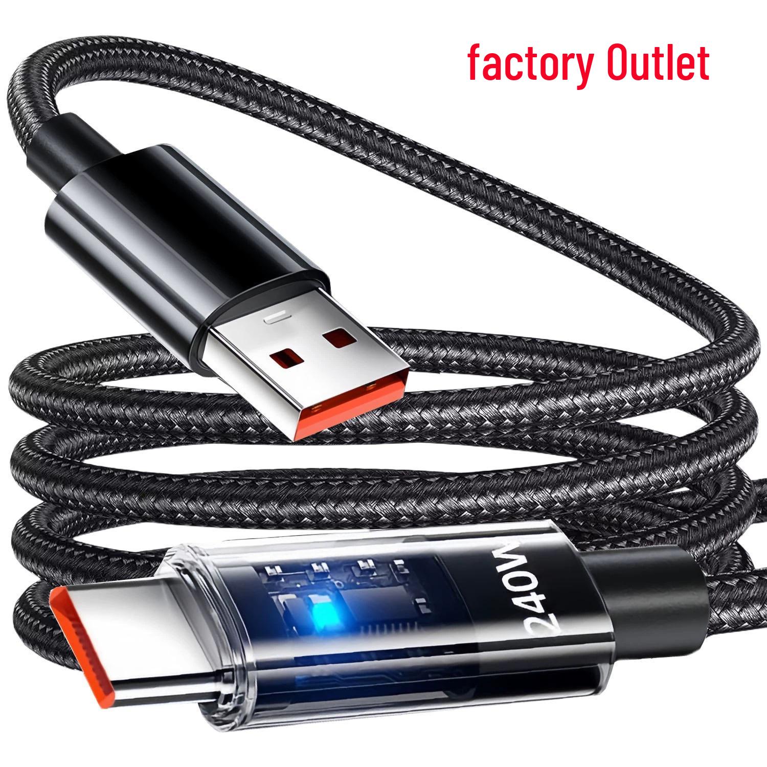 

Кабель для быстрой зарядки 240 Вт для Samsung, Huawei, Honor - Прочный и подходит для флэш-зарядки. International Exclusive [48 Braided] 1.5m