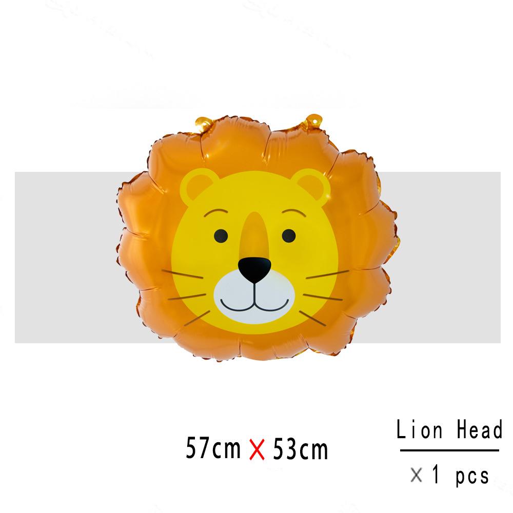New Cartoon Jungle Animal Aluminum Film Balloon Tiger Lion Birthday Party Scene Decoration and Arrangement Balloon