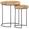 2 Piece Coffee Table Set Solid Mango Wood and Steel