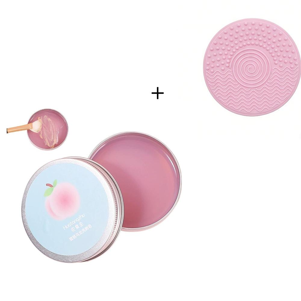 Portable Makeup Brush Cleaning Soap Peach Scented Solid Cleanser For Makeup Sponge & Brushes Travel Friendly Cosmetic Wash Tool