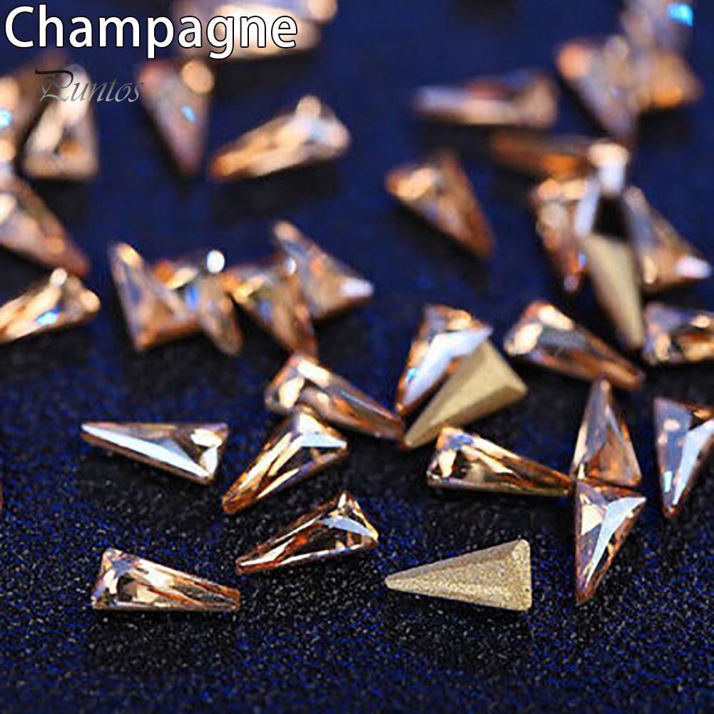 Puntos Nail Art 10Pcs Women Triangle Tip Shiny Rhinestone DIY Decoration Manicure Kit