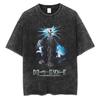 Death Note Misa Amane Rem Retro Print Vintage Gewassen T-shirt 2026 Zomer Oversized Streetwear Anime Grafisch T-shirt Voor Mannen Vrouwen