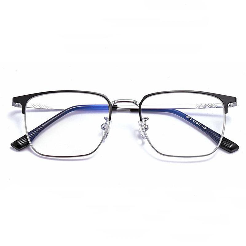 Metal Sun Photochromic Gray Square Shape Eyeglasses Full Frame Multifocal Progressive Prescription Lens Spectacles