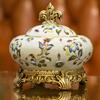 European Style Ashtray with Lid Handicrafts Ornaments Ceramic Vintage Home Decoration Box Storage Jar
