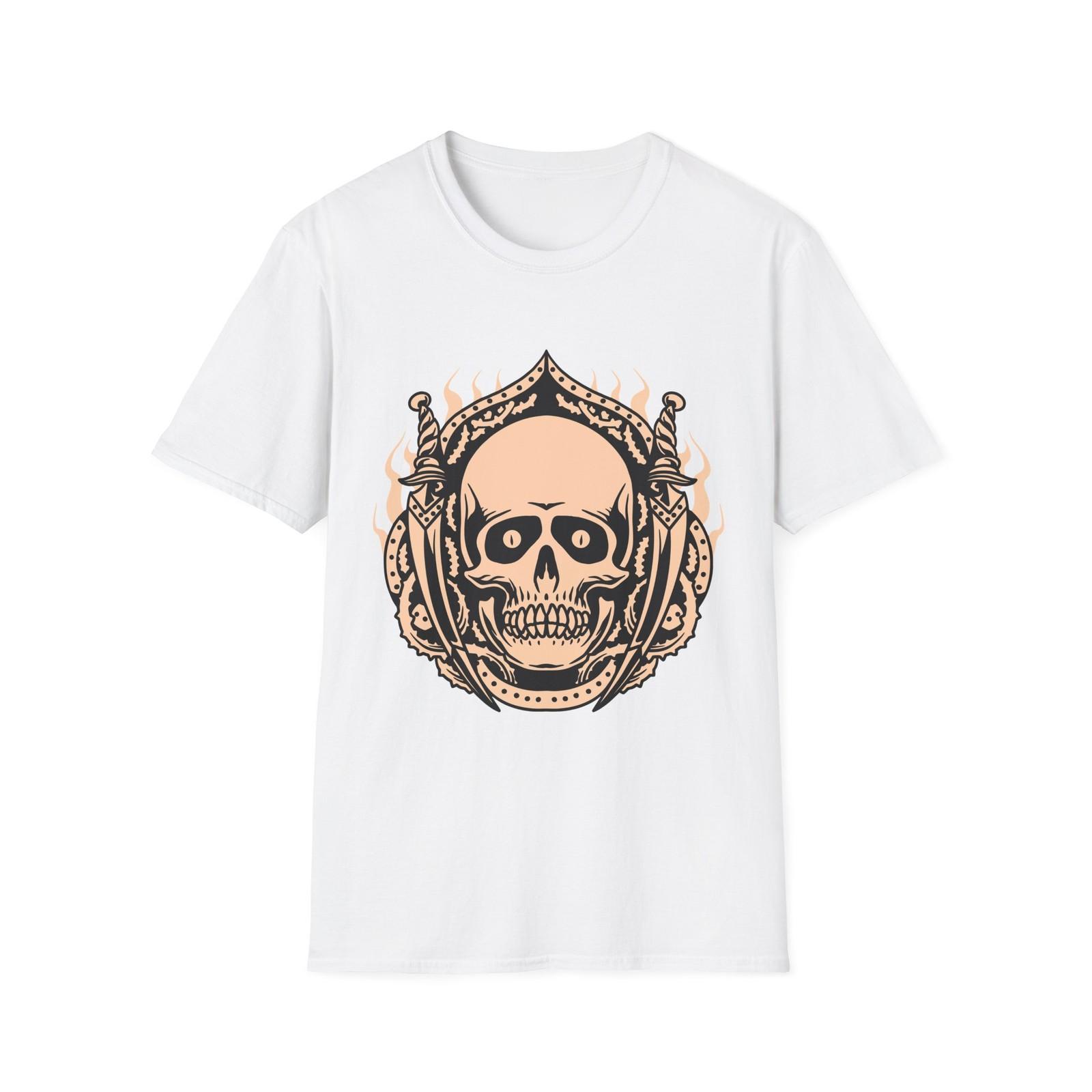 Edgy Skull Graphic T-Shirt - Unisex Softstyle Tee, Casual Wear, Halloween S