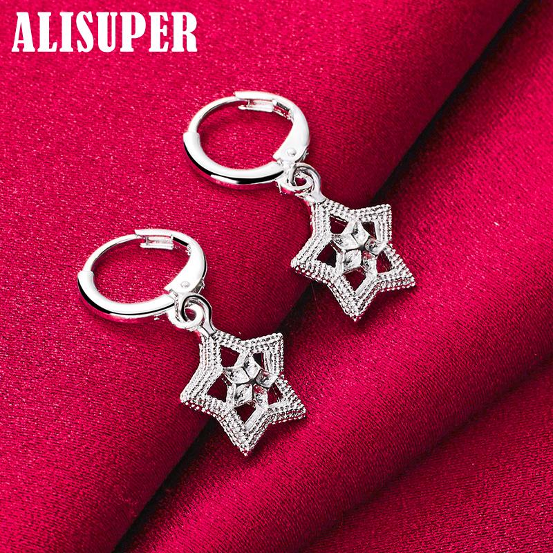 925 Sterling sølv Star Drop øredobber smykker
