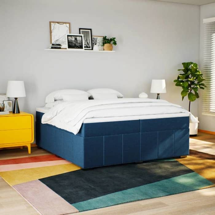 Maison Exclusive - Sommier à lattes de lit avec matelas Bleu 200x200 cm Tissu