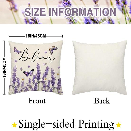 Spring Home Sweet Home Throw Pillow Covers 18 X 18 Inch Bless This Home Purple Lavender Floral Butterfly Mason Jar Pillow Case Farmhouse Seasonal