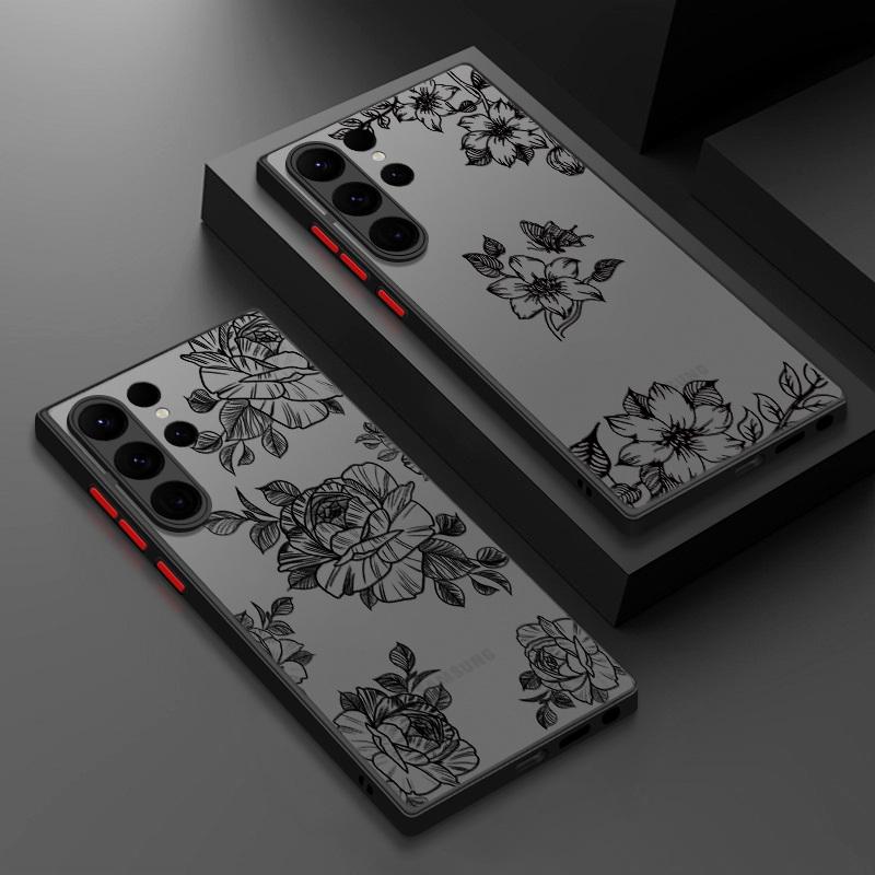 Ultra Slim Frosted Black Case für Samsung S24 S23+ S22 S21FE A51 A71 A13 4G A52 A34 A54 5G Note 20 Soft Edge PC Bumper Cover