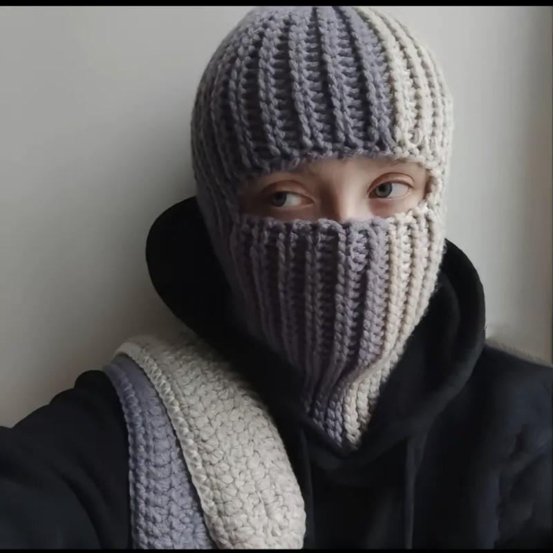 Y2K Style Crochet Halloween Party Cow Horn Parent-Child Ski Mask Hat