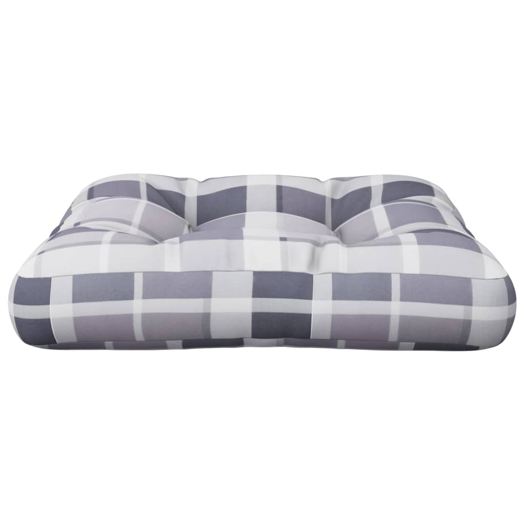 Grey Checkered Pallet Cushion 58 X 58 X 10 Cm Fabric