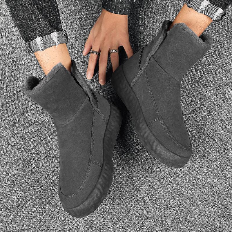 Newest Waterproof Winter Snow Boots Warm Work Casual Shoes High Solid Color Black Non-slip Ankle Boots Classic Men Walking