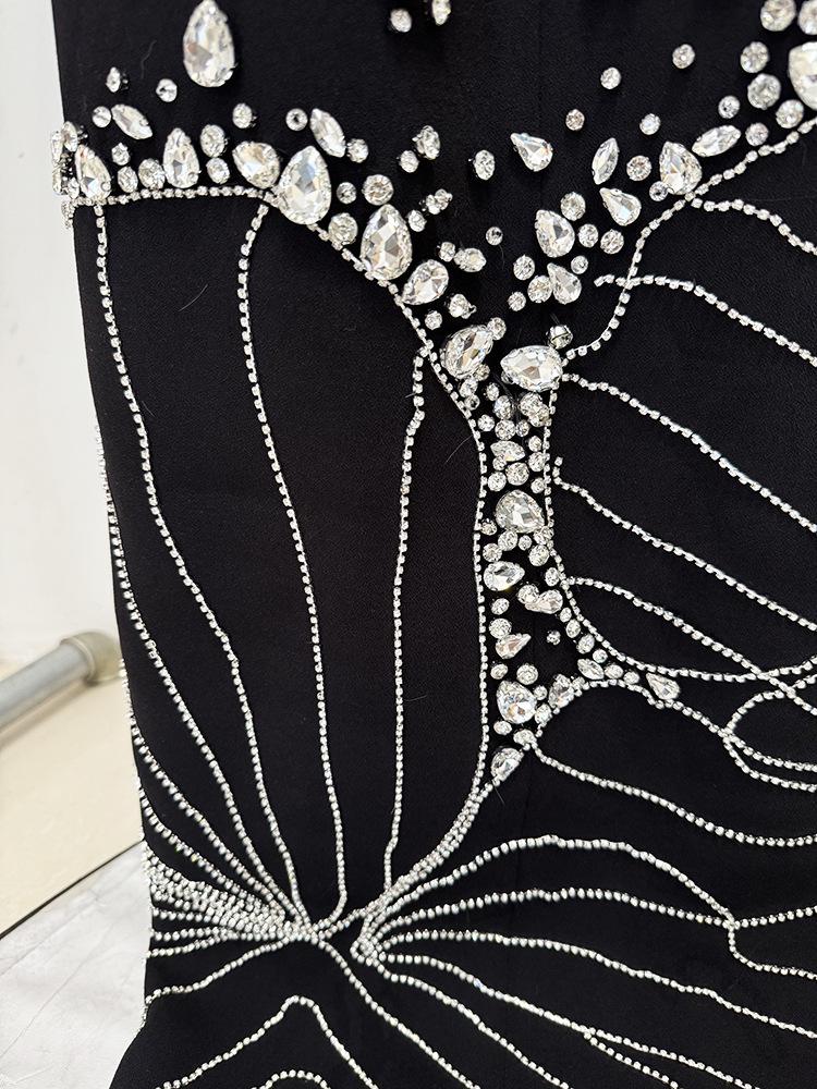 Designer Rhinestone Beaded Evening Gown - In Stock Spring 2025