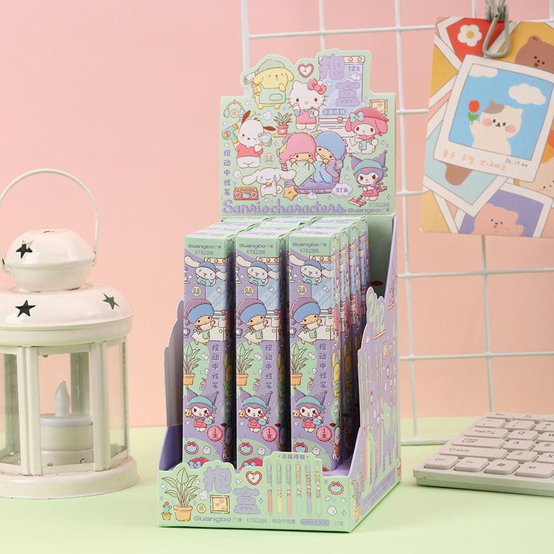 

12Pcs My Melody Cinnamoroll Hello Kitty Cute Click Blind Box Pen, Student Stationery Birthday Gift School Office Supplies Stationery, 0.5mm Black Pen Random style 12Pcs