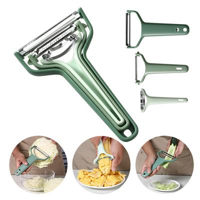 1 Set multifunktionales Schäler-Set, verschiedene Edelstahlklingen, ergonomischer Griff, Kartoffeln, Obst, Gemüse