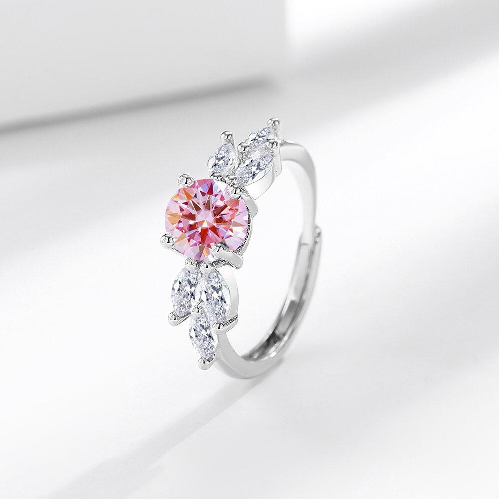 

Live Simulation Moissanite Leaf-Shaped Marquise Zircon Engagement Ring, One Carat Adjustable
