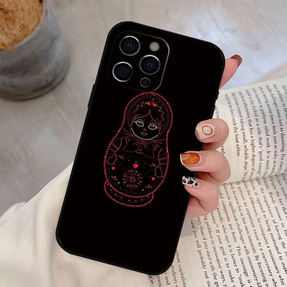 Russian Dolls Matryoshka Phone Case For iPhone 17, 16,15,14,13,12,11 Plus,Pro Max, Others Soft Black Cover