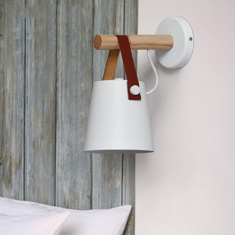 

Belt Kinkiet 13cm, Modern Solid Wood Kinkiet 220 Powder, Creative Bedroom Night Light, White