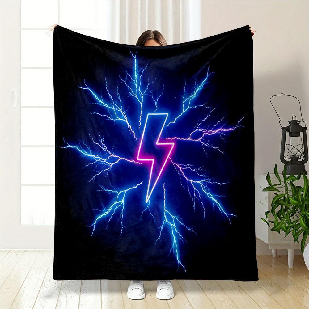 Neon Lightning Bolt Design Print Blanket Soft and Cozy Perfect for the Living Room Bed Sofa or a Nap,gift