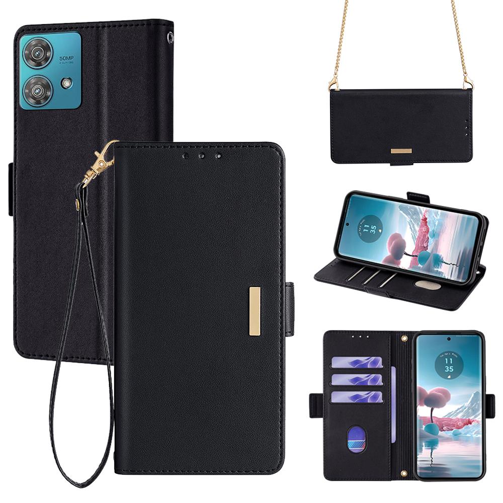 For Motorola Edge 40 Neo 5G Wallet Case RFID Blocking PU Leather Phone Cover with Straps
