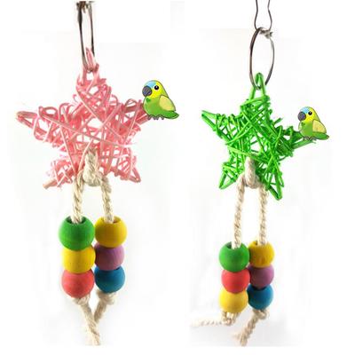 Giocattolo per pappagallo rampicante da masticare con gabbia a forma di stella a cinque punte per uccelli colorati