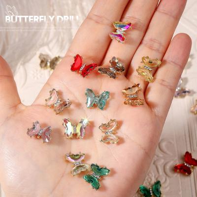 10Pcs Nail Mini Decor Glitter Three-dimensional Shiny Art Sparkling DIY Nail Accessories Fake Crystal Butterfly