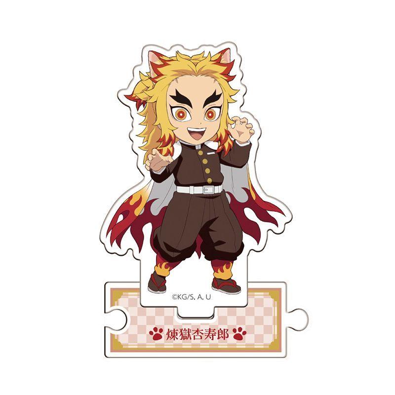 Giyu Cat Ears Figure Q Acrylic Stand Mini Tanjiro Cute Cat Standing Plate Zenitsu Acrylic Ornaments Collectible Accessory Toys