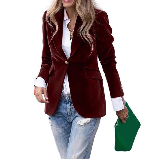 Sametové sako s dlouhým rukávem, klopami, s jedním knoflíkem, kancelářský svrchní oděv, všestranný styling