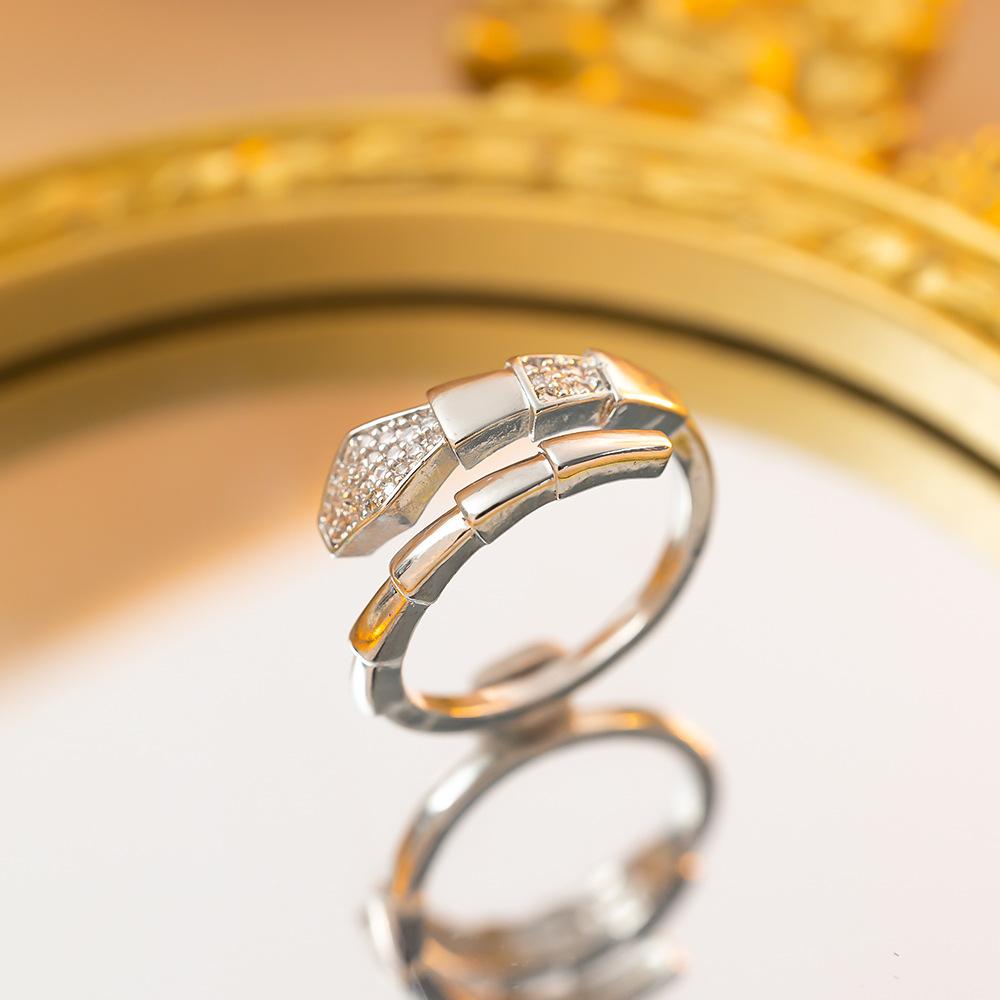 Exquisite super flash zircon ring for girls, light luxury, high-end sense opening adjustable ring, simple real gold electroplating