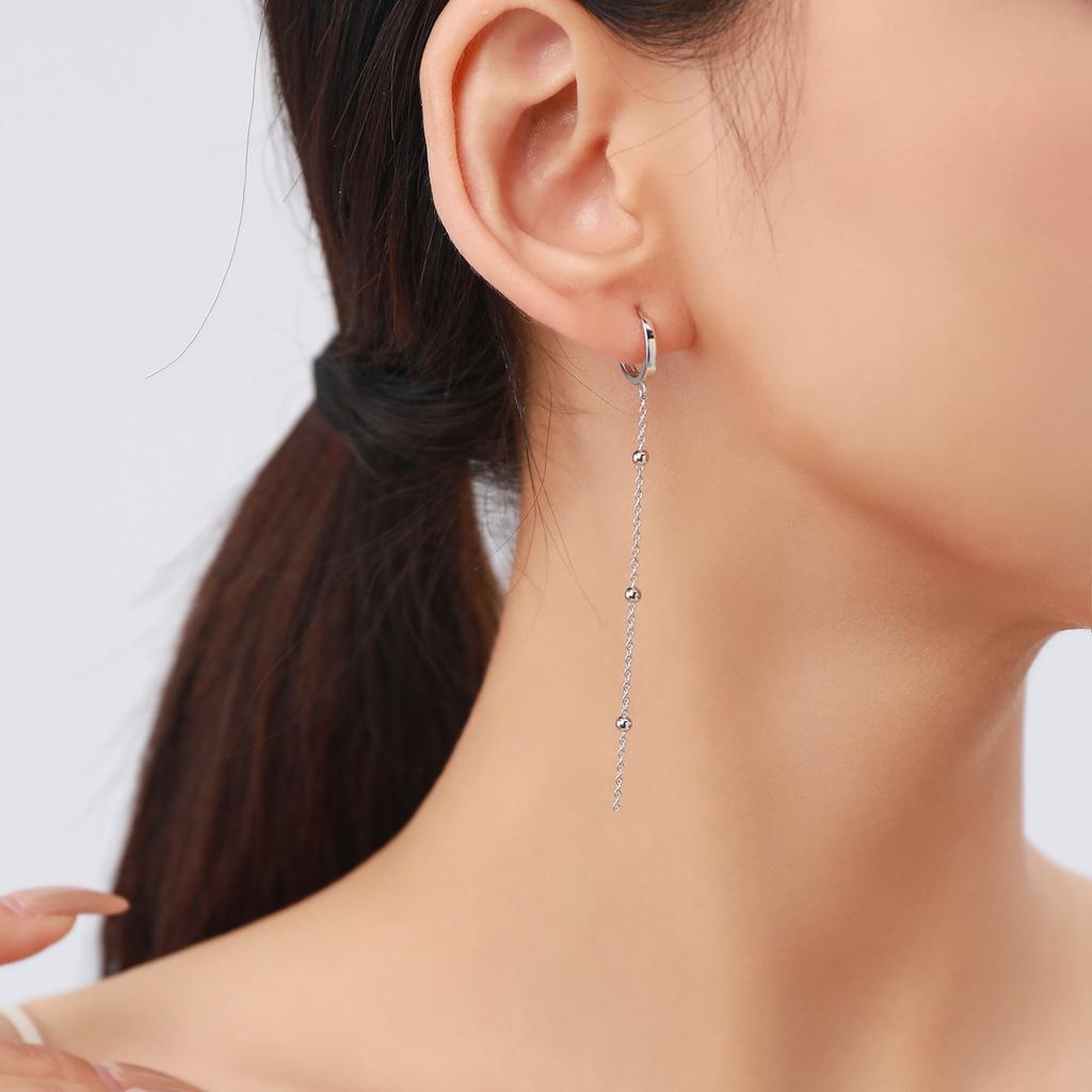 Modian Exquisite Fashion Swing Long Tassel Drop Earring Real 925 Silver Charm Chain Dangle Earrings For Women Jewelry