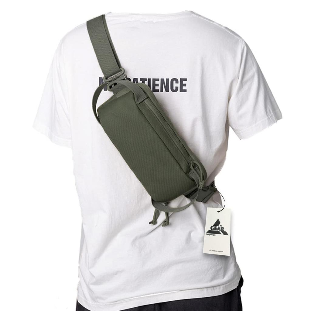 Field gear Japan Micro Body Military and Made of 1000D Nylon Bag, One-Shoulder Bag, Ultra-Lightweight, Water-Repellent Splash-Resistant, (Green)