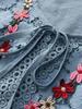 Plus Size Elegant Blouse, Women's Plus Floral Appliques Contrast Guipure Lace Short Sleeve Tie Neck Top