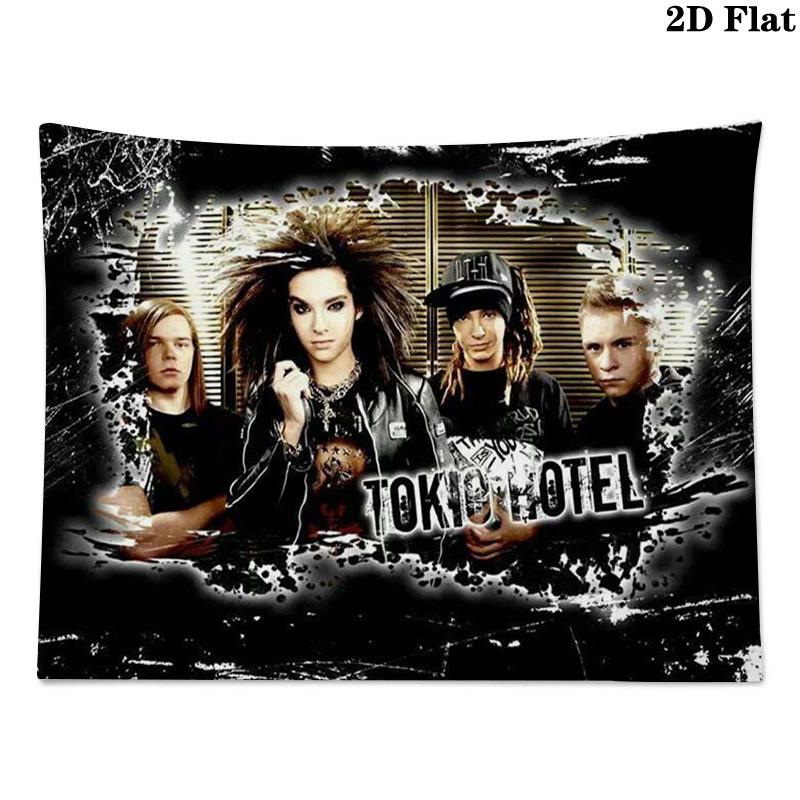 Tokio Hotel Wall Tapestry Aesthetic Wall Hanging Printed Fabric Blanket Decorative Tapestries for Bedroom Living Room Home Decor