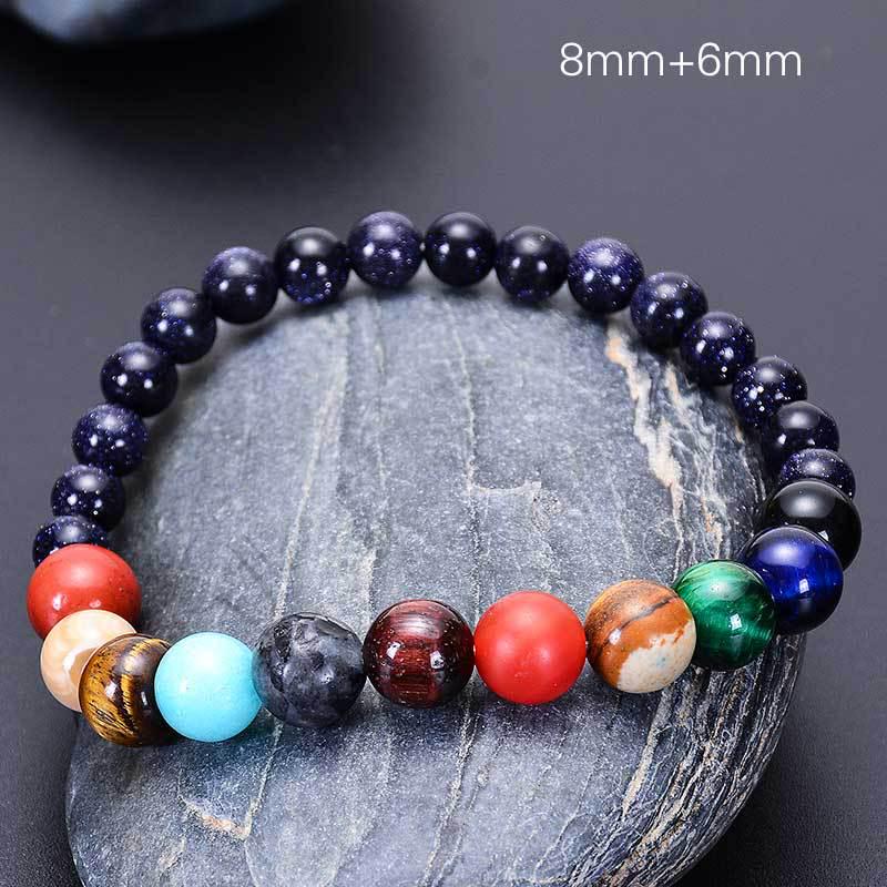 Fashion Eight Planets Bracelet For Men Women Grade A Natural Blue Sandstone Braslet Gift For Lovers Tiger Eyes Stone Braclet