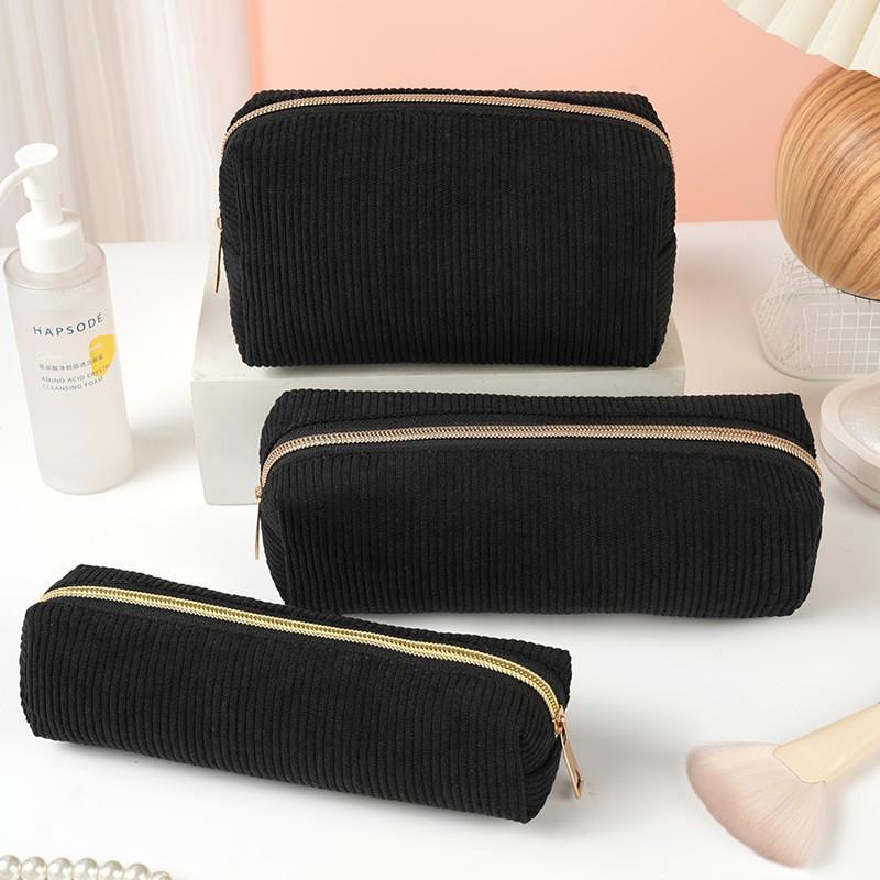 Korean Style Corduroy Pencil Case for Women, Large Capacity, High-Value Appearance, Versatile for Stationery or Makeup Brushes