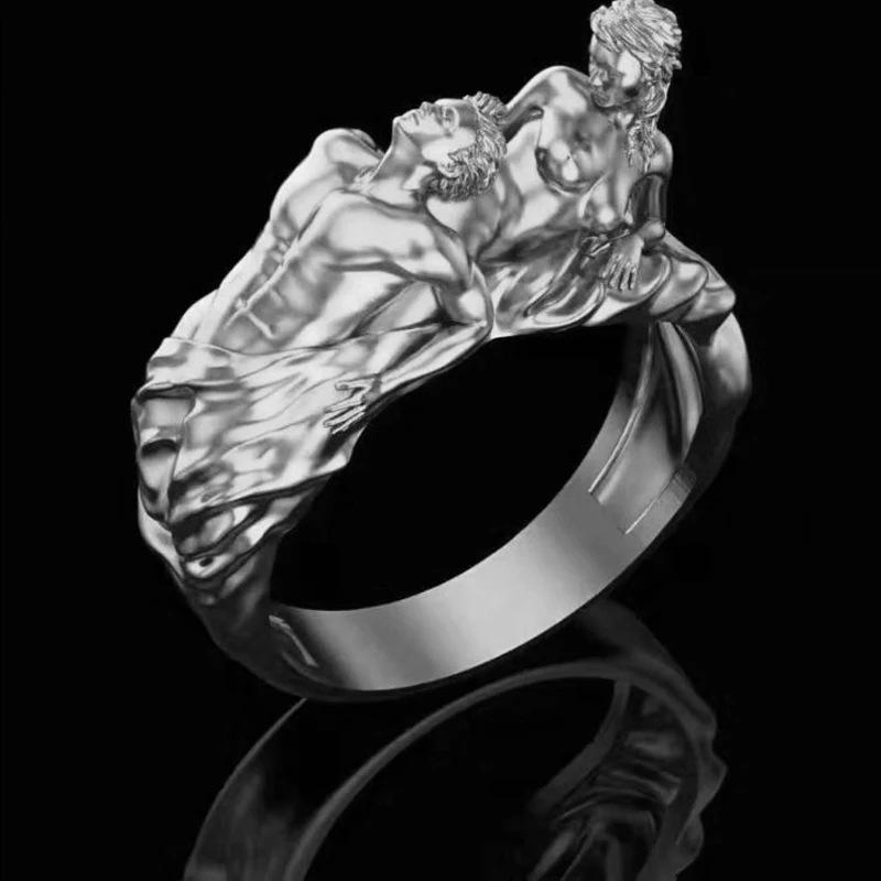 Popular Fashion Rings with Exquisite Creativity, Multi Person Couples' Palm Sized Beauties, Exaggerated Series of Character Rings