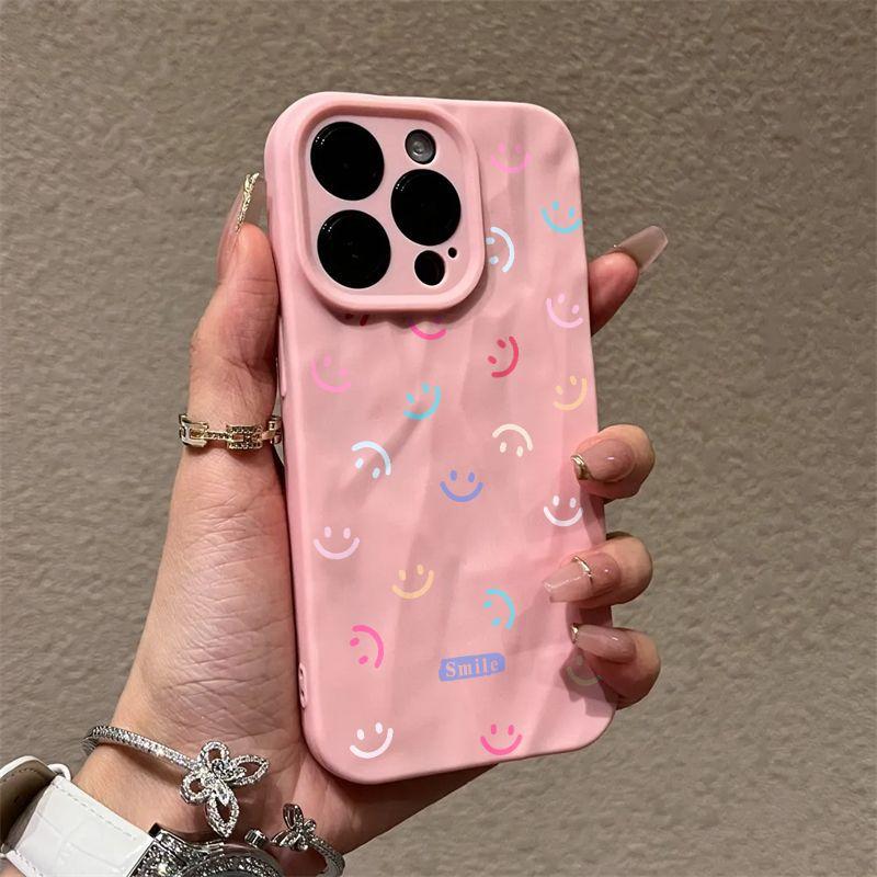 Color smiley face iPhone17promax mobile phone case is suitable for Apple 16promax pleats 14 personalities 15 sets