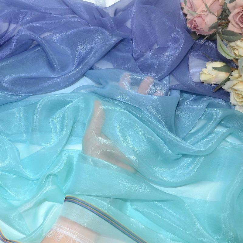 3/5/10m Multicolor Gradient Silk-Crepe Chiffon Fabric for Handmade DIY Sewing Hanfu Apparel Making Wedding Decoration